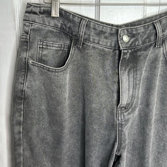 Prettylittlething Petite Washed Gray Dip Back Waist Boyfriend Jeans W1057 Sz 8 - Picture 6 of 11